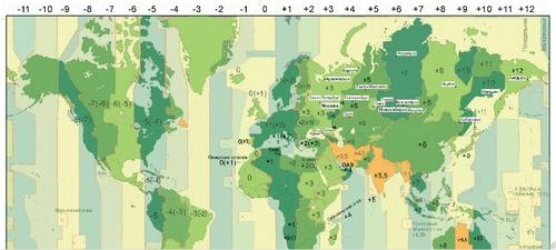Схема часовых поясов